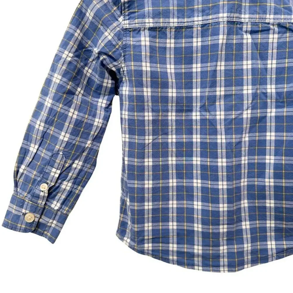 OshKosh B'gosh Long Sleeve Button Down Plaid Shirt White, Blue 2T